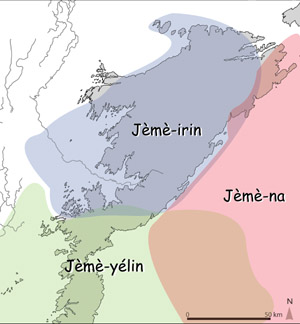 Fig.1. Location of the three smith casts in the Dogon Country. Realisation C. Robion-Brunner