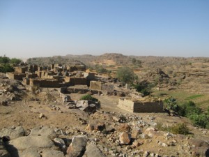 Fig. 1 : The village of Yawa on the Bandiagara cliff. Photo H. Mezger