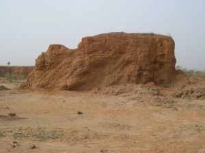 Only rare eolian formations are recognizable in the Ounjougou sector (here at Dandoli). They would evidence arid conditions during the Ogolian, but have not yet been investigated in detail. Photo M. Rasse
