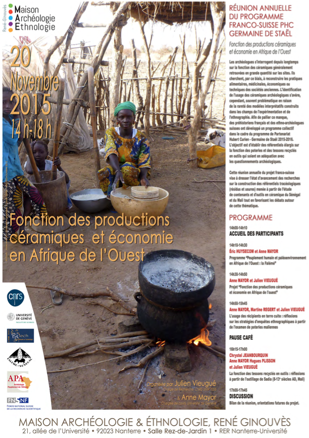 Fonction des productions céramiques et économie en Afrique de l'Ouest - 20 novembre 2015 | Maison Archéologie & Ethnologie à Nanterre